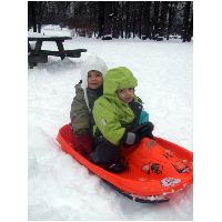 Mon 7/1/2008 - Having fun with Michael on the sledge in Frognerparken on Abi's 1st birthday.